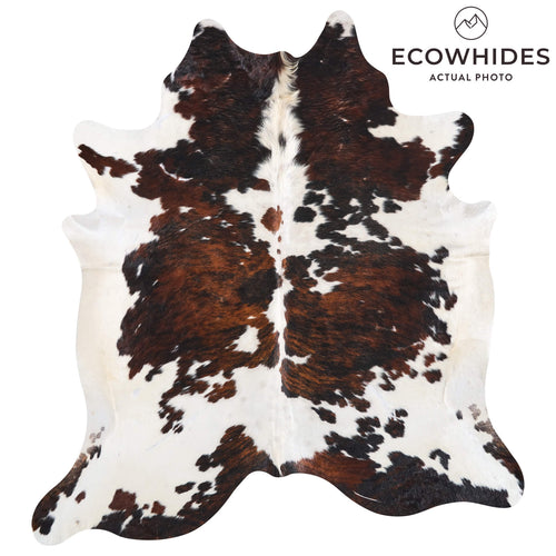 Vintage Tricolor Cowhide Rug Size 7'5" L x 6'10" W 9704