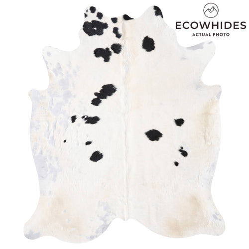 Vintage Black and White Cowhide Rug Size 7'6" L x 6'4" W 9706