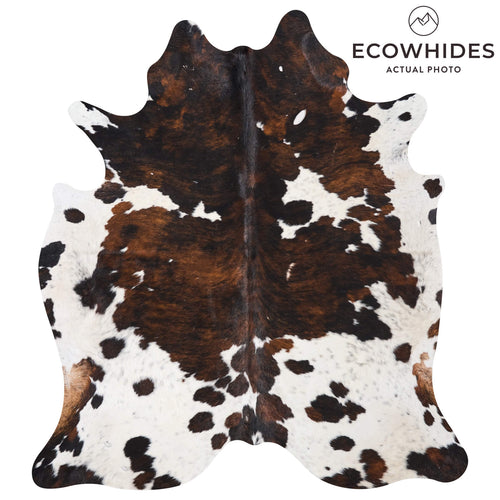 Vintage Tricolor Cowhide Rug Size 7'1" L x 6'5" W 9713