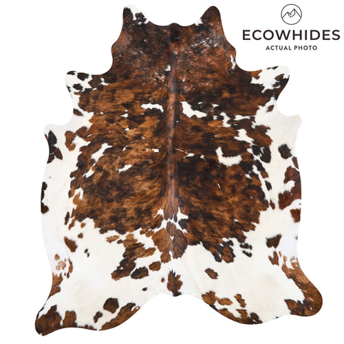 Vintage Tricolor Cowhide Rug Size 7'9" L x 6'10" W 9717