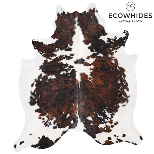Vintage Tricolor Cowhide Rug Size 7'1" L x 6'2" W 9720