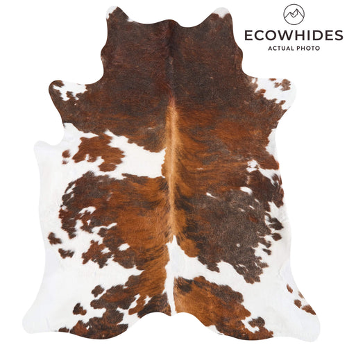 Vintage Tricolor Cowhide Rug Size 6'8" L x 5'11" W 9721