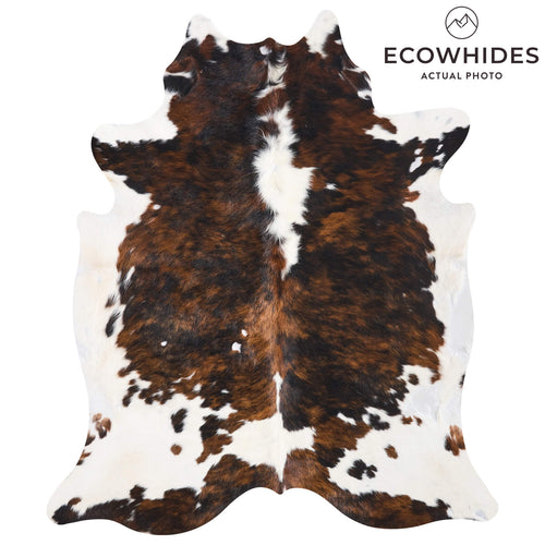 Vintage Tricolor Cowhide Rug Size 6'11" L x 5'11" W 9747