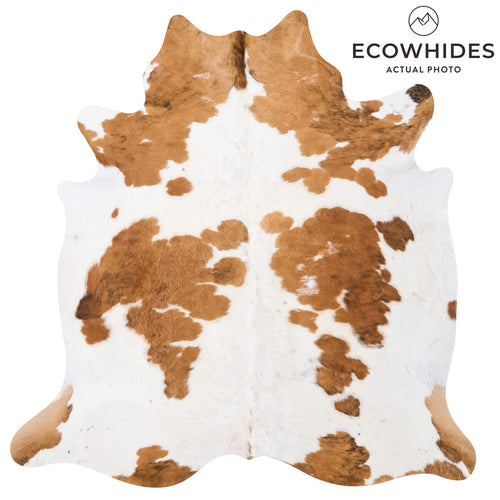 Vintage White Tricolor Cowhide Rug Size 7'6" L x 7'3" W 9757