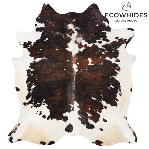Vintage Tricolor Brindle Mix Cowhide Rug Size 7'10" L x 7'1" W 9773