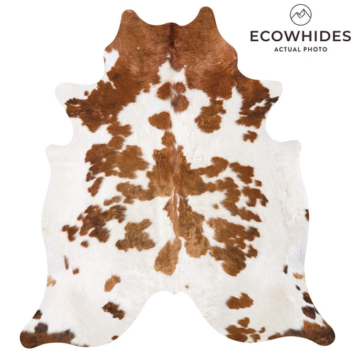 Vintage White Tricolor Cowhide Rug Size 7'0" L x 6'4" W 9788