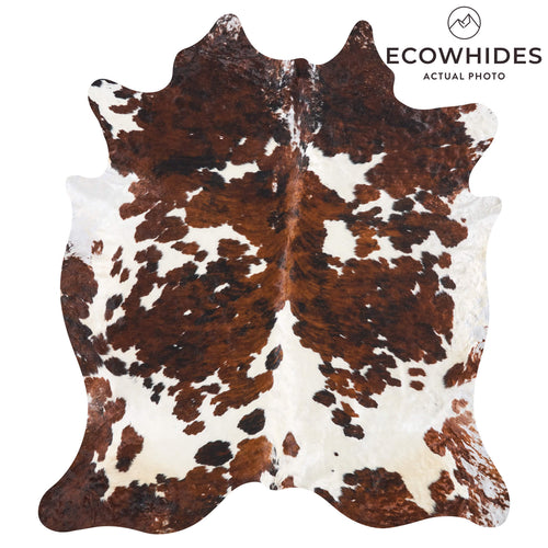 Vintage Tricolor Cowhide Rug Size 8'2" L x 7'4" W 9793