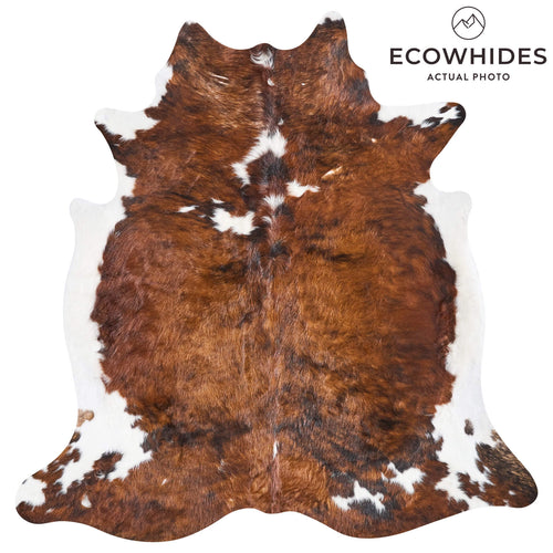 Vintage Brindle White Belly Cowhide Rug Size 6'2" L x 5'10" W 9804