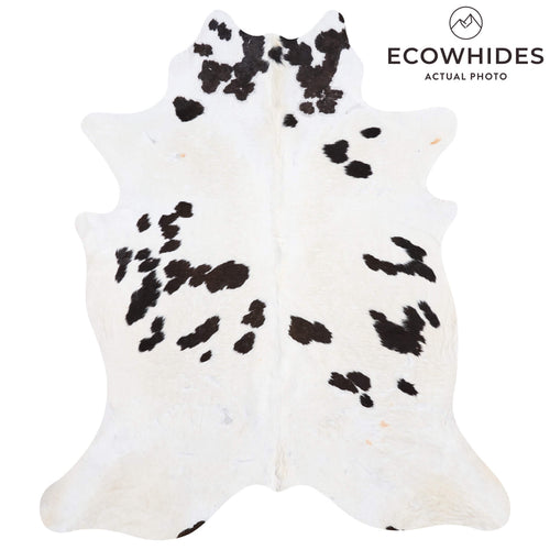 Vintage Black and White Cowhide Rug Size 6'9" L x 5'9" W 9811