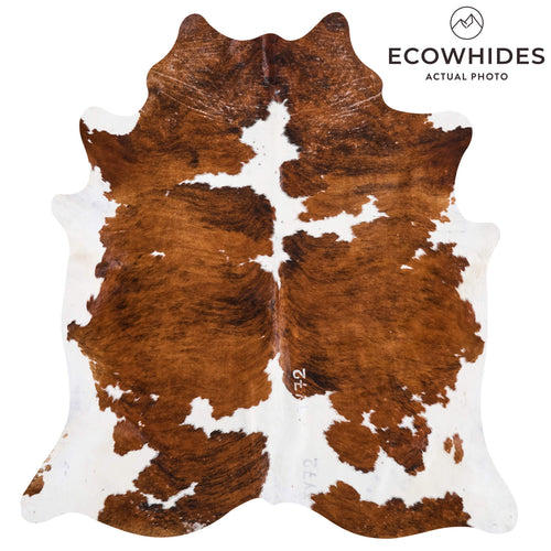 Vintage Tricolor Brindle Mix Cowhide Rug Size 7'6" L x 6'10" W 9814
