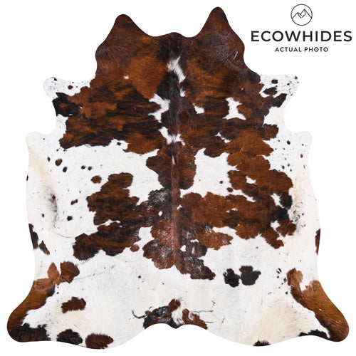 Vintage Tricolor Cowhide Rug Size 7'8" L x 7'5" W 9817