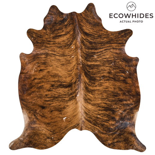 Vintage Brindle Cowhide Rug Size 7'2" L x 6'4" W 9824