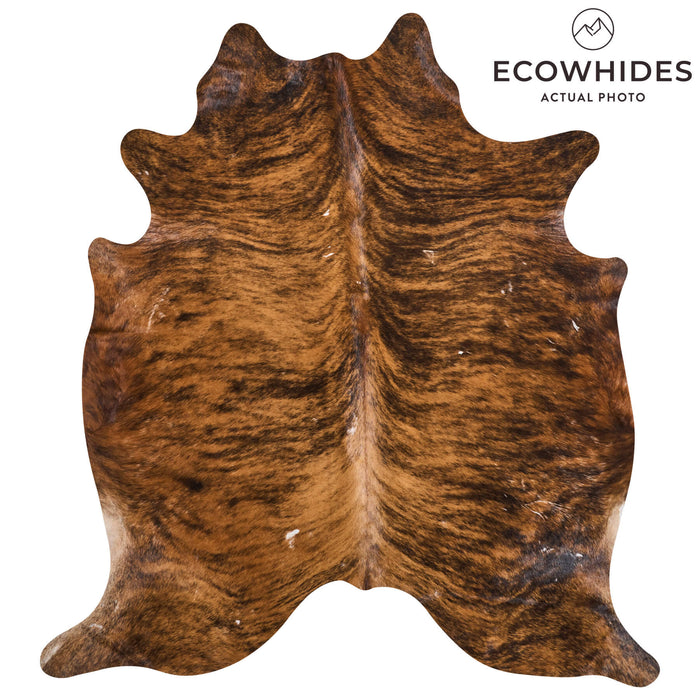Vintage Brindle Cowhide Rug Size 7'2" L x 6'4" W 9824