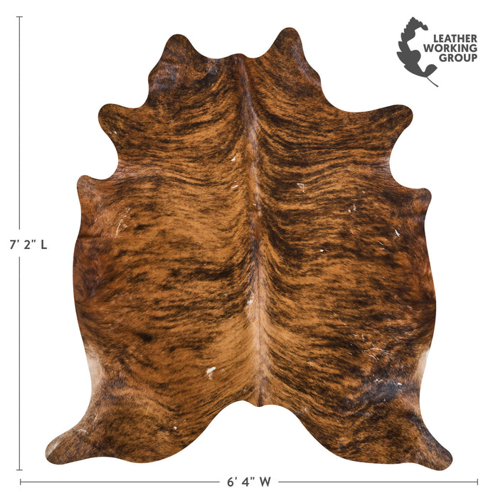Vintage Brindle Cowhide Rug Size 7'2" L x 6'4" W 9824