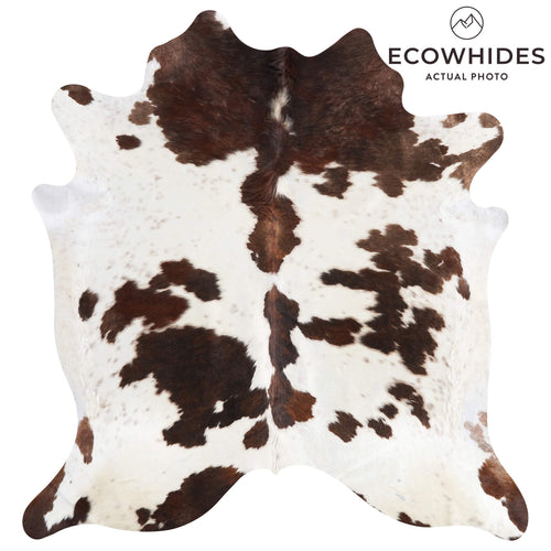 Vintage White Tricolor Cowhide Rug Size 6'10" L x 6'4" W 9830