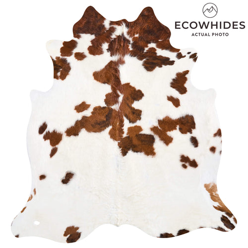 Vintage White Tricolor Cowhide Rug Size 6'9" L x 6'4" W 9838
