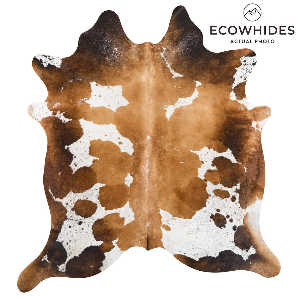Vintage Chocolate and White Cowhide Rug Size 7'7