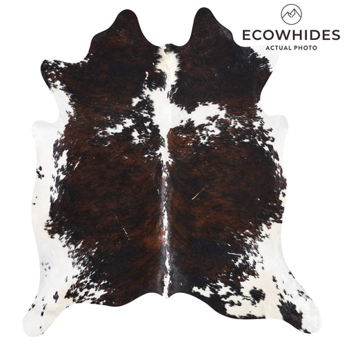 Vintage Dark Tricolor Cowhide Rug Size 6'6" L x 6'0" W 9844