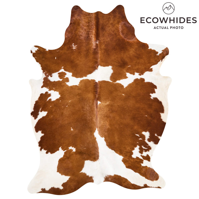 Vintage Brown and White Cowhide Rug Size 7'11" L x 5'4" W 9850