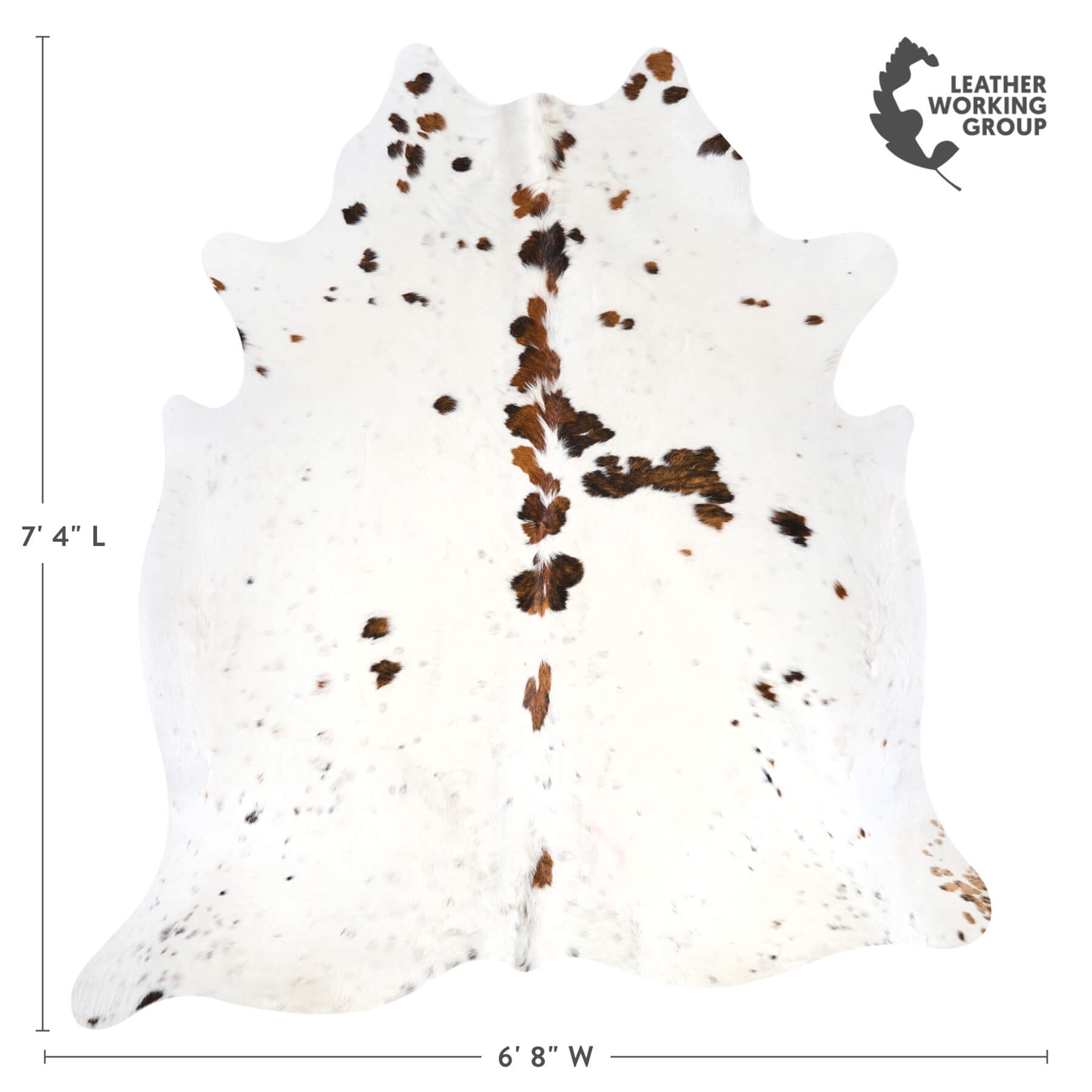 無地ホワイト牛革ラグ 縦270cm横223cm Cowhide Rug Vintage White Tricolor Cowhide Rug Size 7'4
