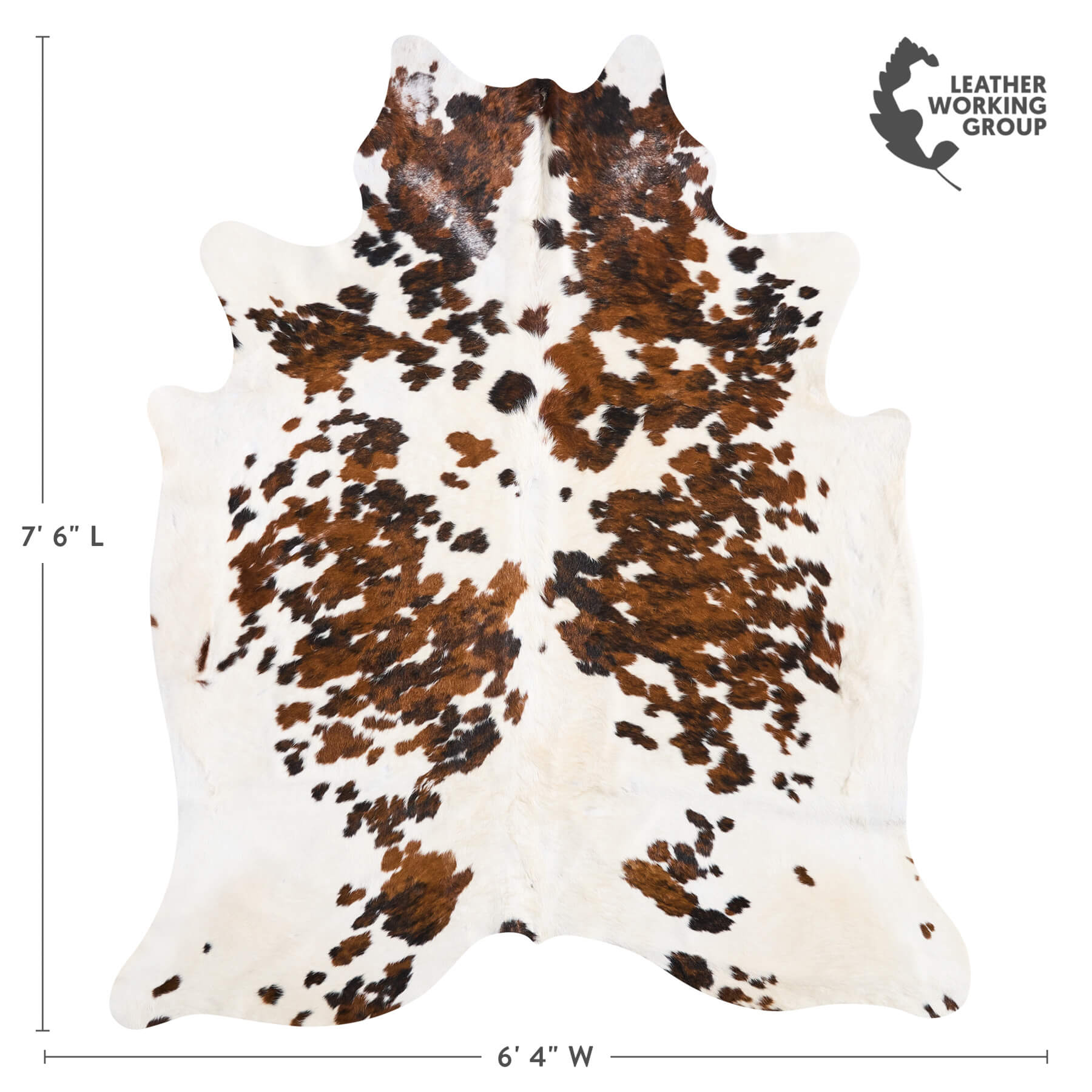 Vintage White Tricolor Cowhide Rug Size 7'6