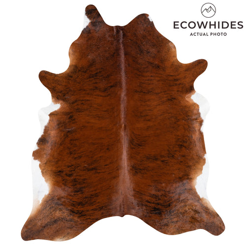 Brazilian Brindle White Belly Cowhide Rug Size 7'9" L x 6'9" W 9917