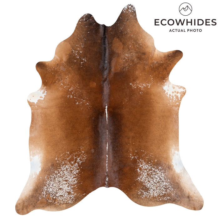 Brazilian Brown and White Cowhide Rug Size 7'9" L x 7'0" W 9922