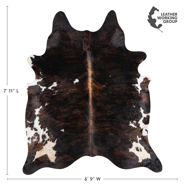 Brazilian Dark Tricolor Cowhide Rug Size 7'11" L x 6'9" W 9927