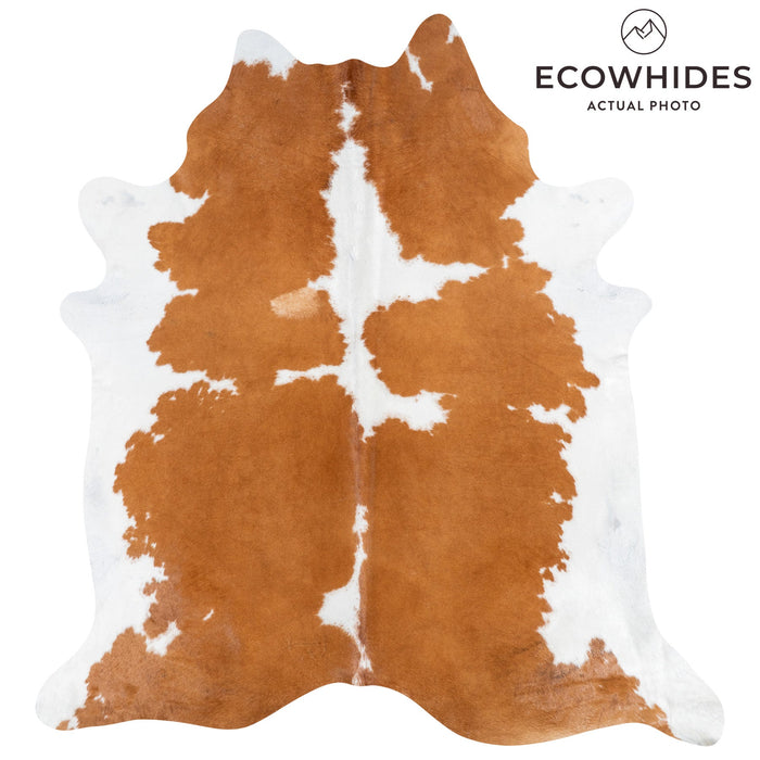 Brazilian Brown and White Cowhide Rug Size 7'10" L x 7'2" W 9929