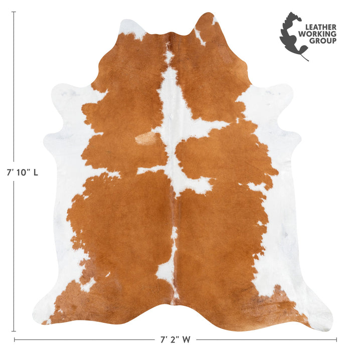 Brazilian Brown and White Cowhide Rug Size 7'10" L x 7'2" W 9929