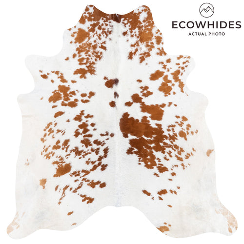 Brazilian Brown and White Cowhide Rug Size 7'6" L x 7'1" W 9932