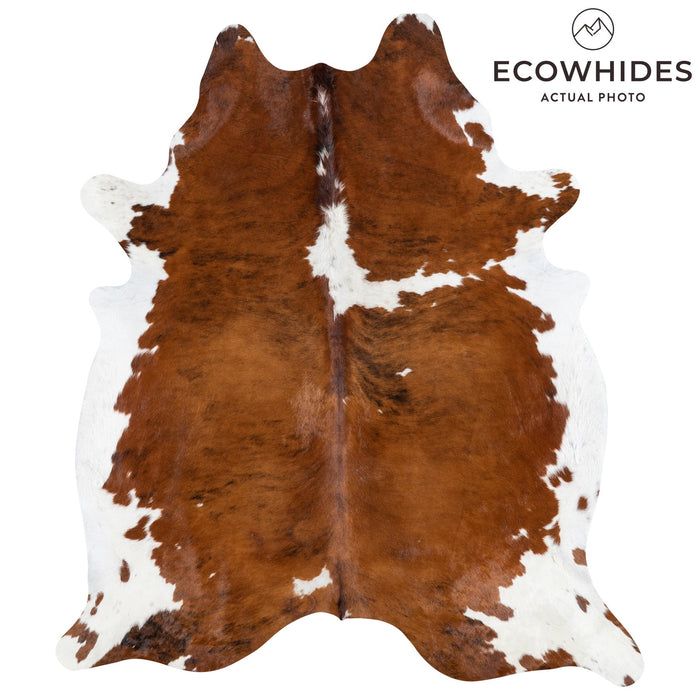 Brazilian Tricolor Brindle Mix Cowhide Rug Size 8'1" L x 6'11" W 9935