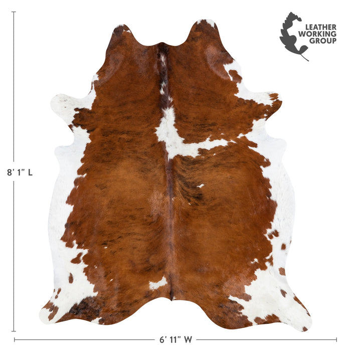 Brazilian Tricolor Brindle Mix Cowhide Rug Size 8'1" L x 6'11" W 9935