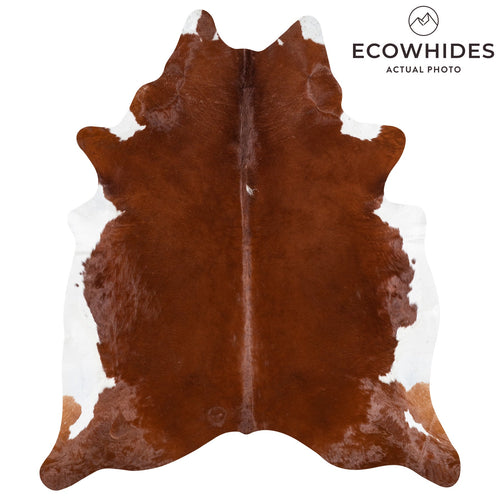 Brazilian Brown and White Cowhide Rug Size 8'2" L x 7'1" W 9938