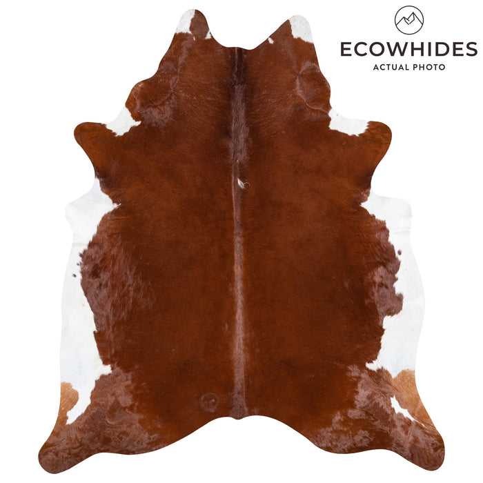 Brazilian Brown and White Cowhide Rug Size 8'2" L x 7'1" W 9938