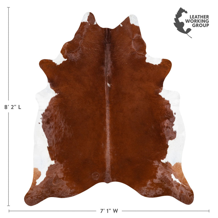 Brazilian Brown and White Cowhide Rug Size 8'2" L x 7'1" W 9938