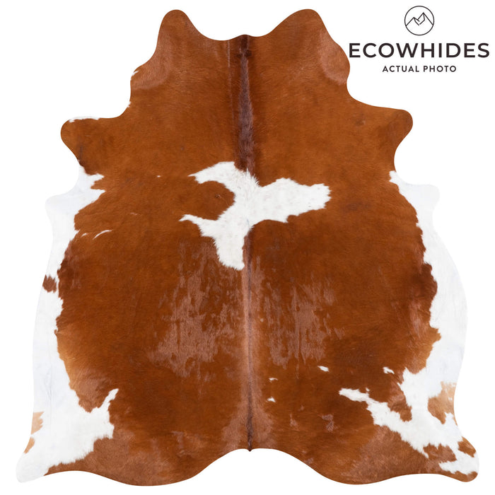 Brazilian Brown and White Cowhide Rug Size 7'2" L x 6'10" W 9939