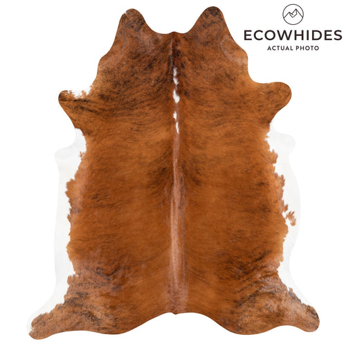 Brazilian Brindle White Belly Cowhide Rug Size 7'7" L x 6'8" W 9947