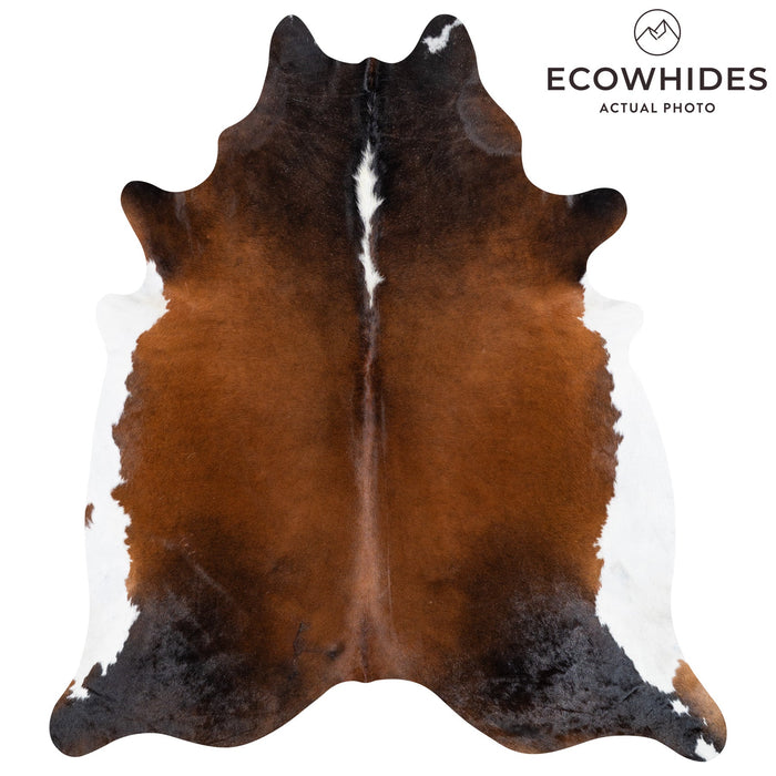 Brazilian Chocolate and White Cowhide Rug Size 8'2" L x 7'5" W 9955