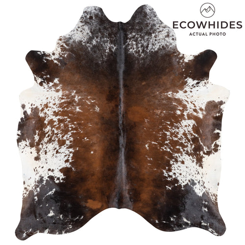 Brazilian Chocolate and White Cowhide Rug Size 7'4" L x 6'6" W 9960