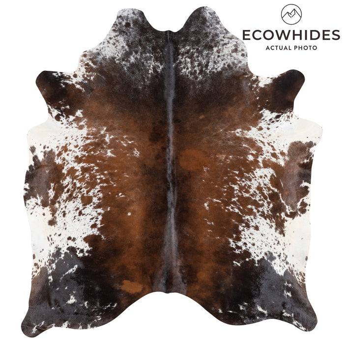Brazilian Chocolate and White Cowhide Rug Size 7'4" L x 6'6" W 9960