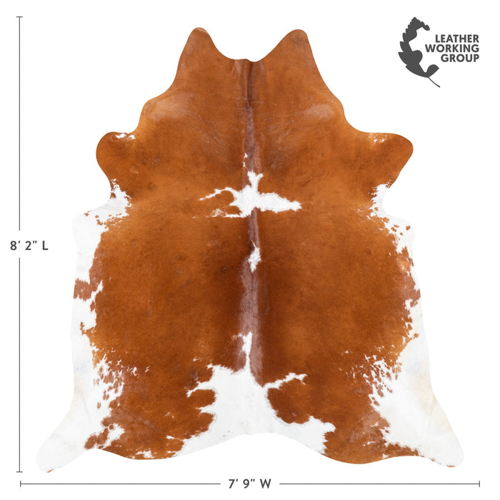 Brazilian Brown and White Cowhide Rug Size 8'2" L x 7'9" W 9966