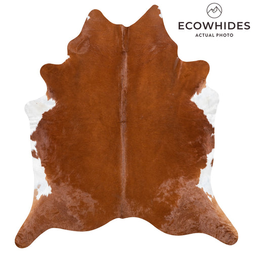 Brazilian Brown and White Cowhide Rug Size 7'10" L x 7'2" W 9976
