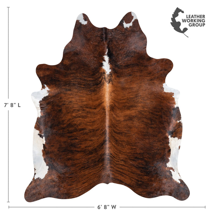 Brazilian Brindle White Belly Cowhide Rug Size 7'8" L x 6'8" W 9983