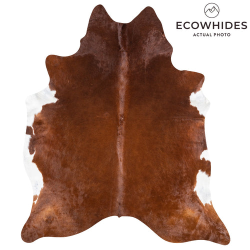 Brazilian Brown and White Cowhide Rug Size 8'2" L x 7'1" W 9991