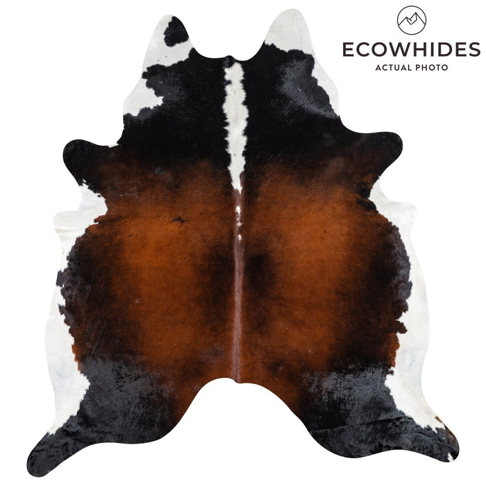 Brazilian Chocolate and White Cowhide Rug Size 8'1" L x 7'6" W 9998