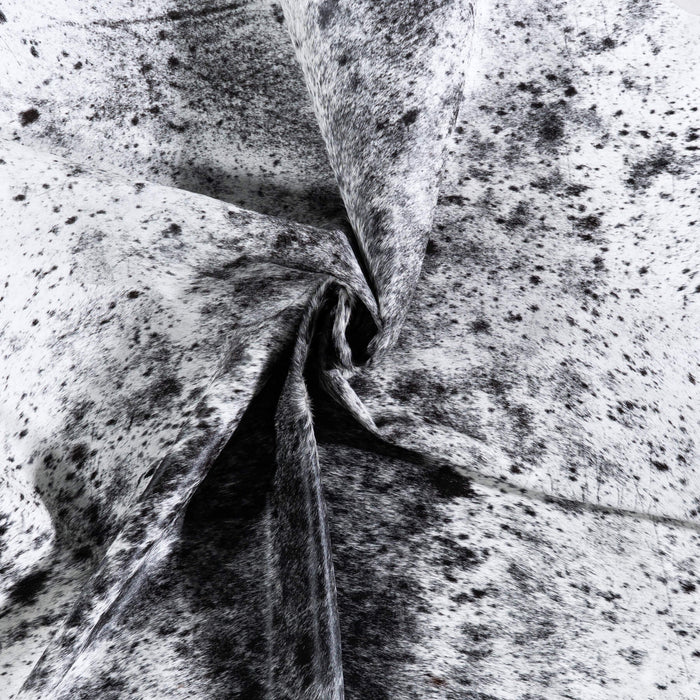 Brazilian Black Salt and Pepper Cowhide Rug Size 7'7" L x 6'6" W 6817