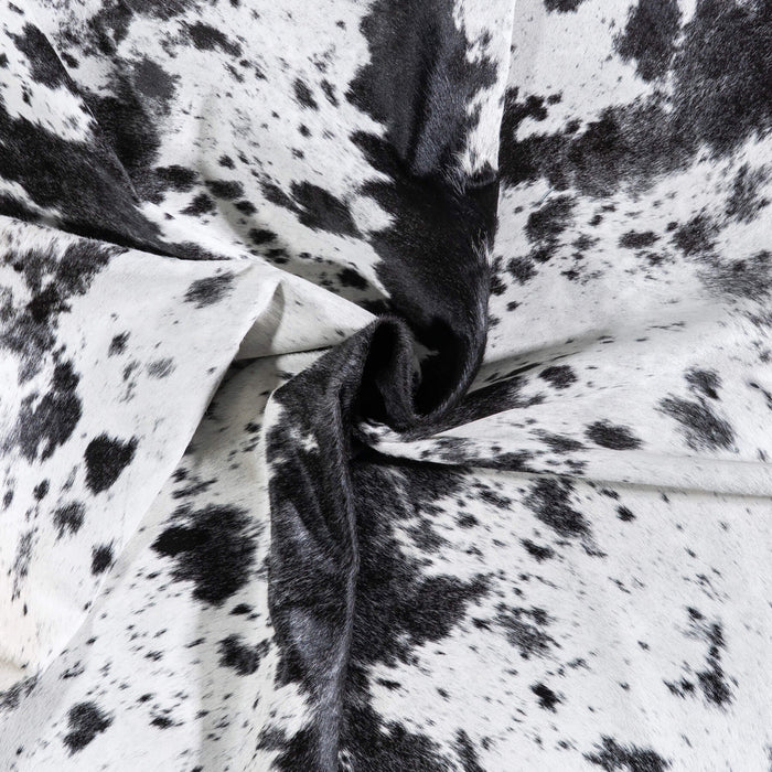 Brazilian Black Salt and Pepper Cowhide Rug Size 7'1" L x 6'4" W 6838