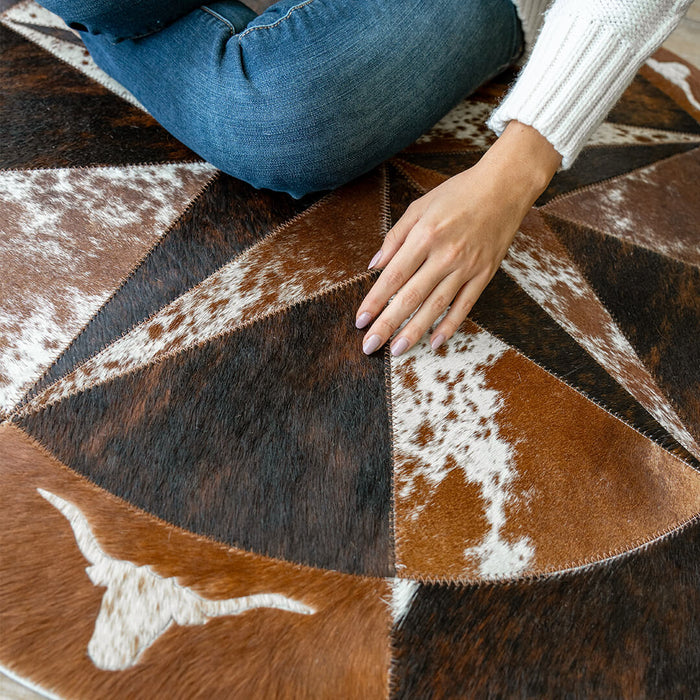 Texas Cowhide Star Round Rug Size 40 Inches S-52