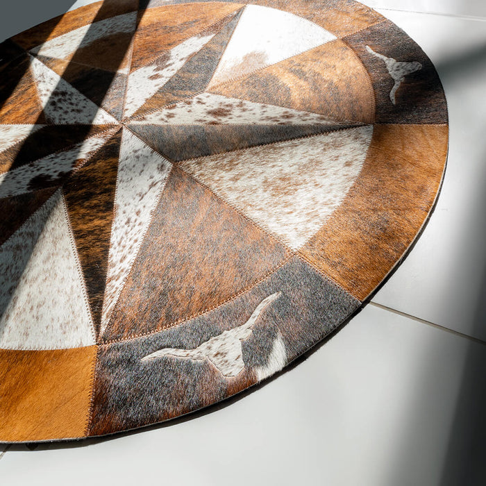 Texas Cowhide Star Round Rug Size 40 Inches S-136